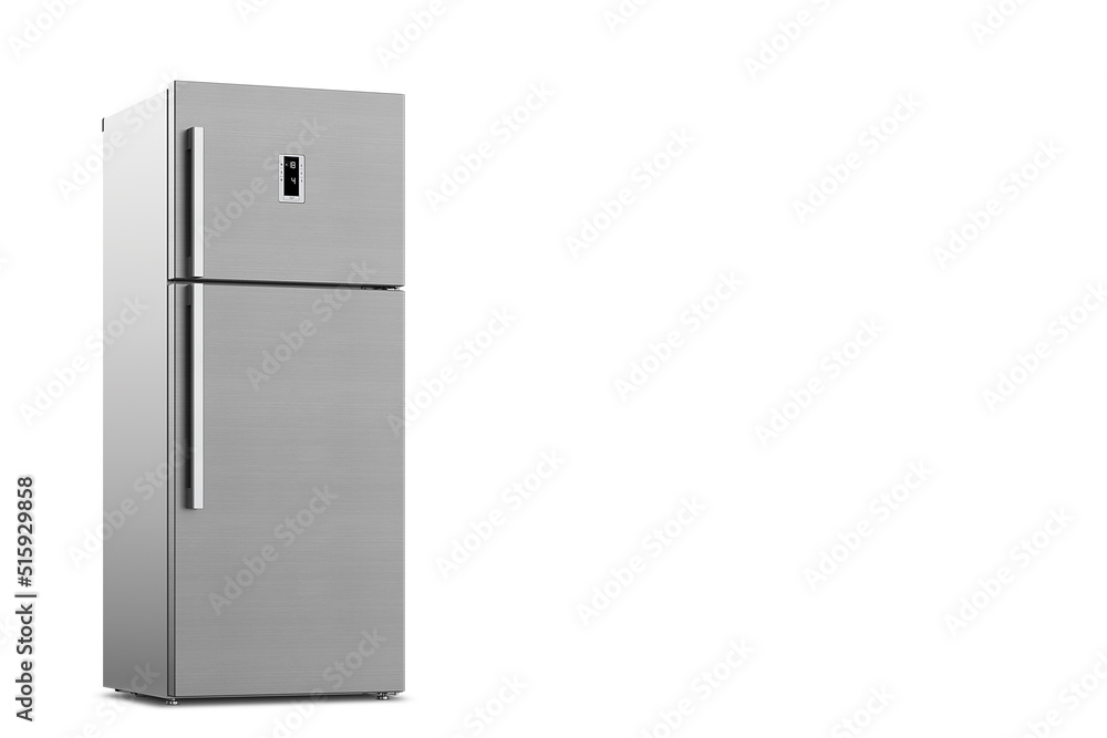 Refrigerator on white background. Home freezer for household. Refrigerator on white background. Home freezer for household.