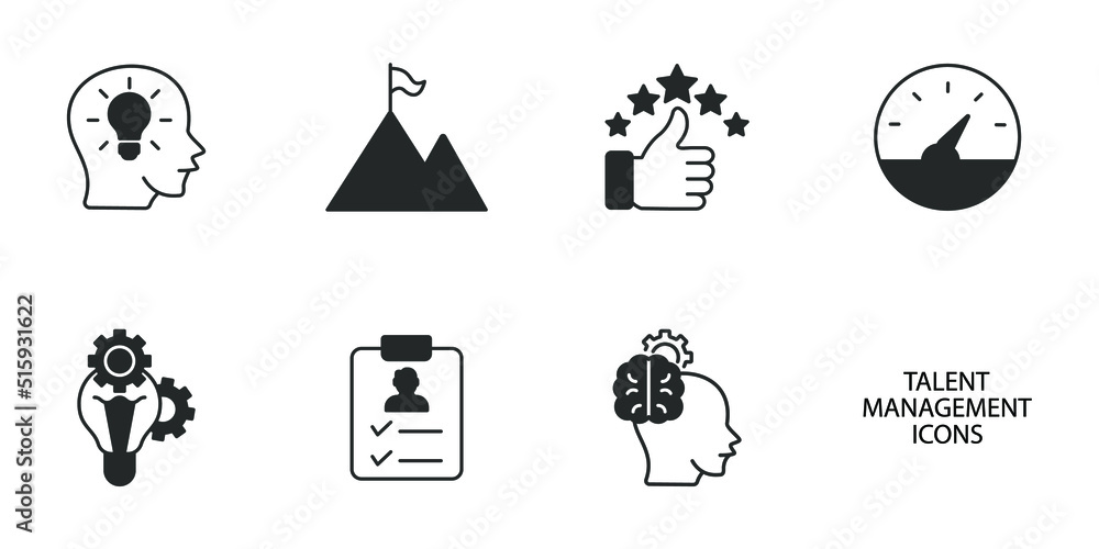 human resource management, talent management and recruitment business icons set . human resource management, talent management and recruitment business pack symbol vector elements for infographic web