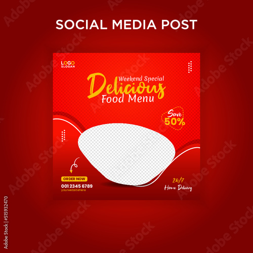 Delicious food menu social media banner