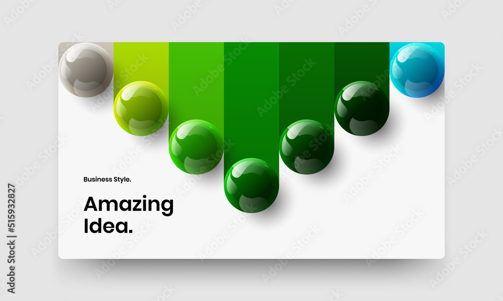 Original handbill design vector illustration. Multicolored 3D balls landing page concept.