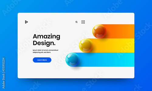 Fresh presentation design vector layout. Vivid 3D balls brochure concept.