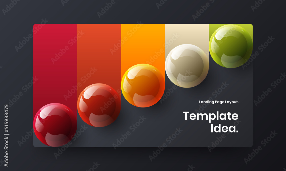 Premium 3D balls website concept. Isolated journal cover design vector illustration.