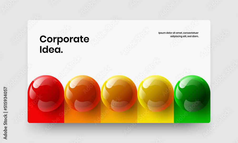 Isolated company identity vector design layout. Vivid realistic balls brochure concept.