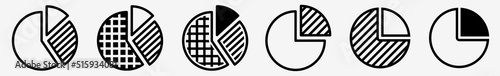 Pie Chart Icon Three Two Pie Chart Set | Pie Charts Icon Percentage Vector Graph Illustration Report Logo | Pie Chart Icon Isolated Pie Chart Collection