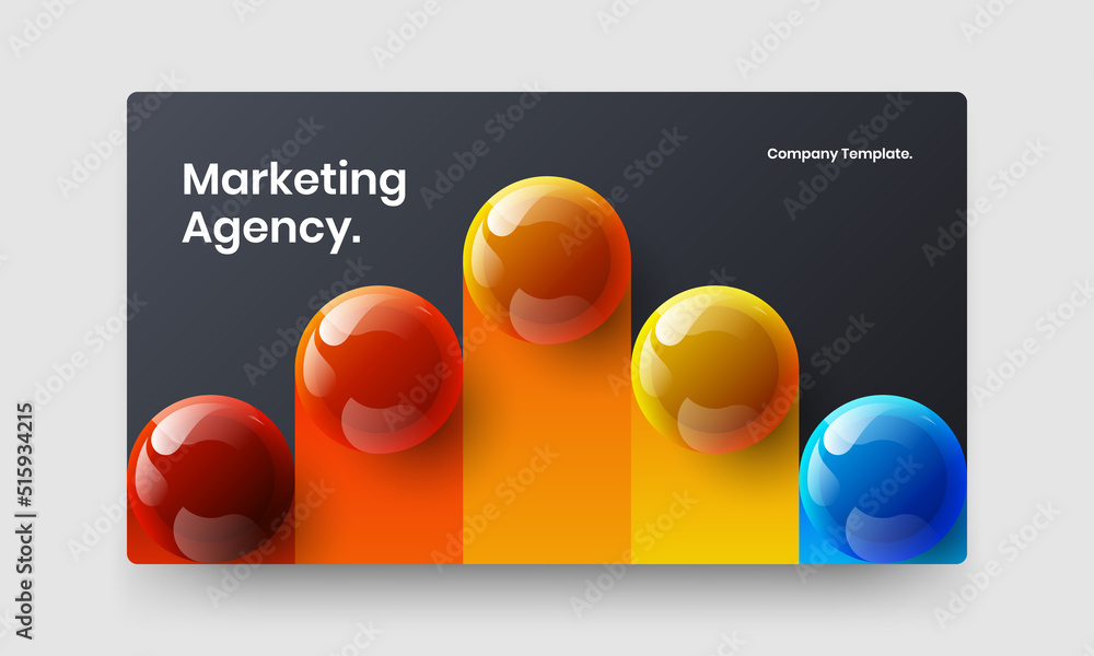 Minimalistic book cover design vector template. Colorful 3D balls web banner concept.