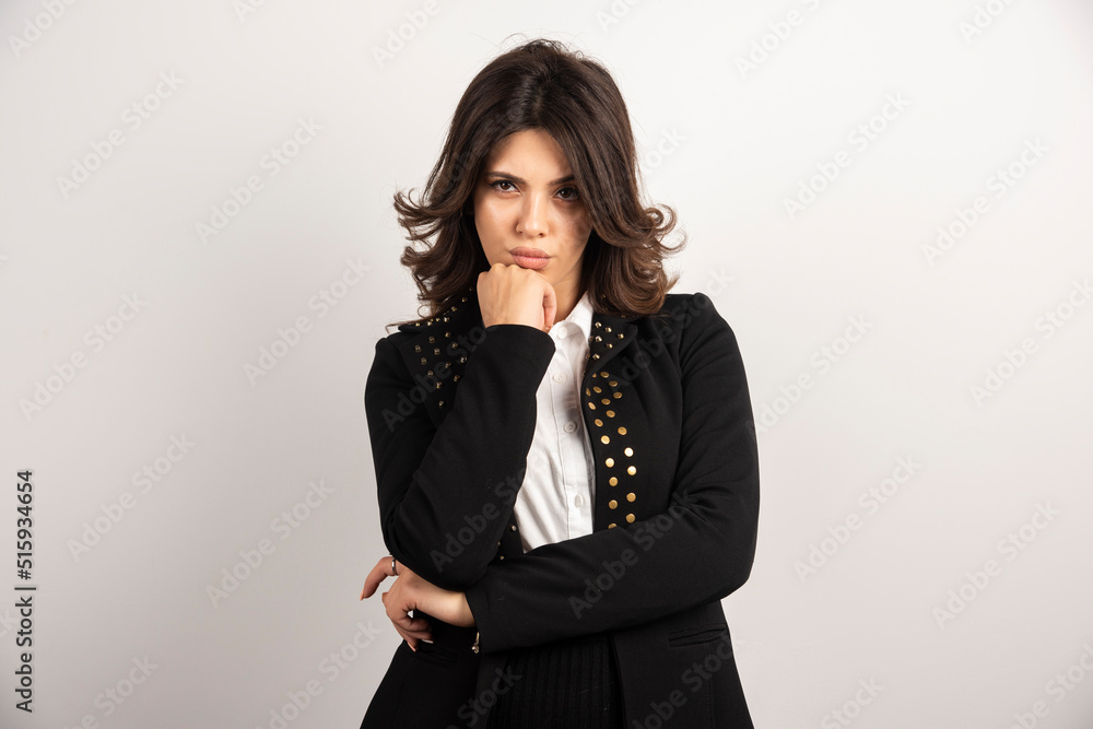 Confident employee standing on white background Confident employee standing on white background
