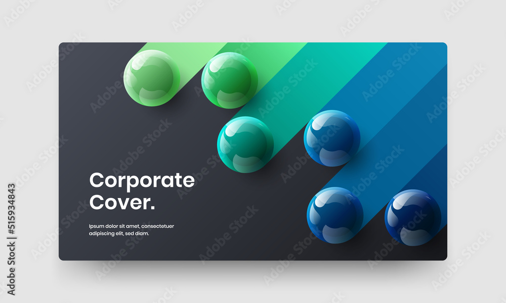 Trendy realistic spheres annual report template. Premium landing page design vector layout. Trendy realistic spheres annual report template. Premium landing page design vector layout.