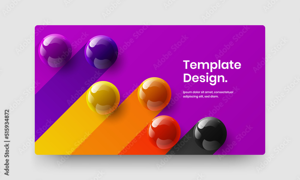 Vivid realistic balls front page illustration. Bright leaflet vector design layout.