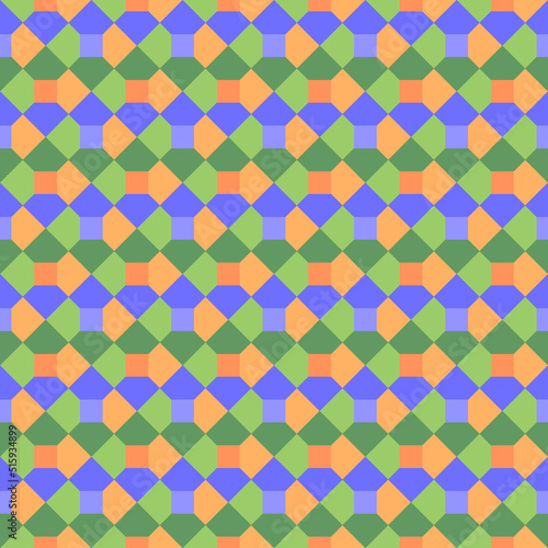 Wallpaper Mural Repeated color polygons on black background. Symmetric geometric figures wallpaper. Seamless surface pattern design with pentagons and squares. Tiles motif. Digital paper for textile print. Vector art Torontodigital.ca