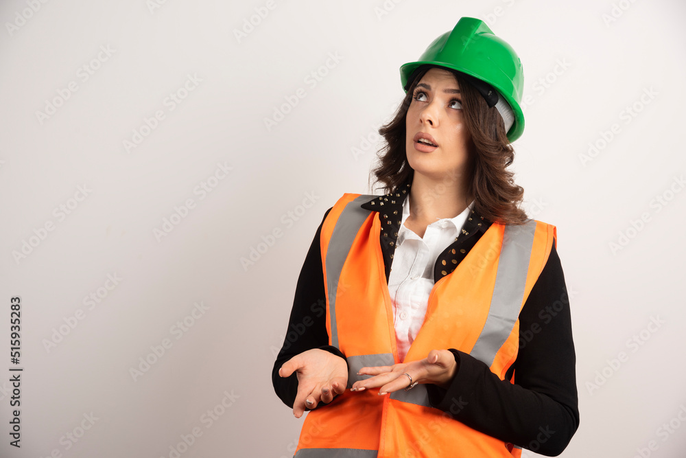 Woman engineer getting nervous about a project Woman engineer getting nervous about a project
