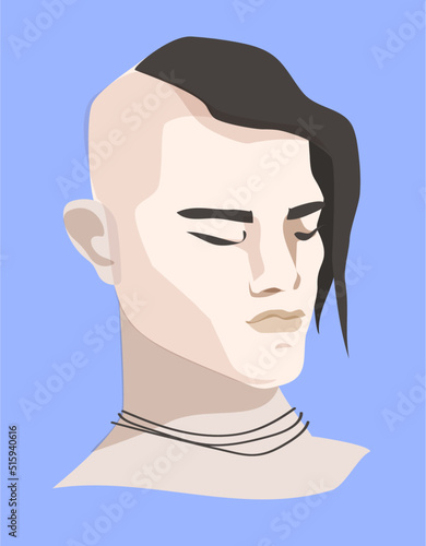Fashionable young man vector portrait 
