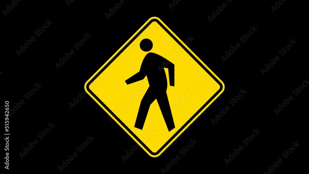 Pedestrian Crossing Sign Animation, Yellow Road Symbol Pedestrian Crossing Sign Animation, Yellow Road Symbol