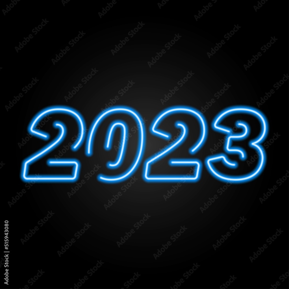 2023 neon sign, modern glowing banner design, colorful modern design trends on black background. Vector illustration. 2023 neon sign, modern glowing banner design, colorful modern design trends on black background. Vector illustration.