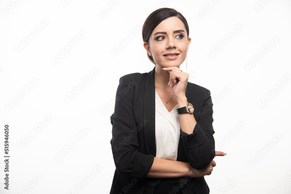 Young businesswoman posing on white background Young businesswoman posing on white background
