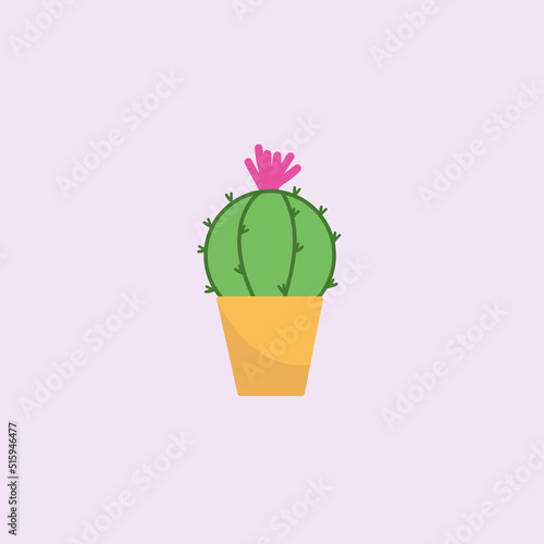 Cactus icons in a flat style on a white background. Home plants cactus in pots and with flowers. A variety of decorative cactus with prickles and without.
