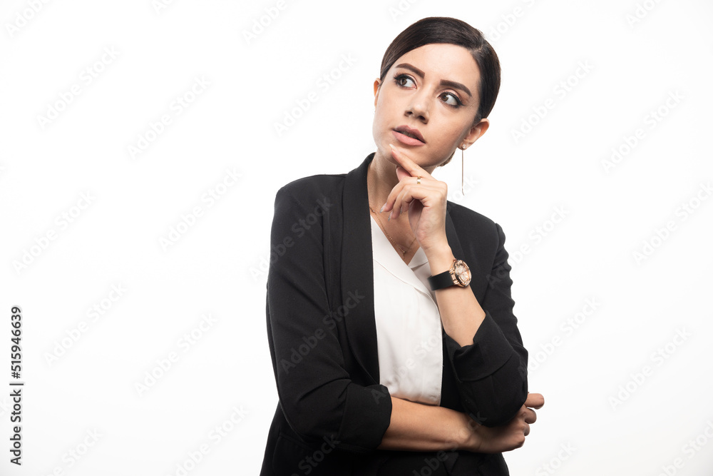 Portrait of young businesswoman posing on white background Portrait of young businesswoman posing on white background