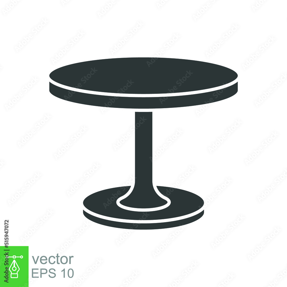 Circle table icon. Simple solid style. Round, pictogram, furniture, office, sign, conference, meeting, web, symbol, interior concept. Vector design illustration isolated on white background. EPS 10 Circle table icon. Simple solid style. Round, pictogram, furniture, office, sign, conference, meeting, web, symbol, interior concept. Vector design illustration isolated on white background. EPS 10