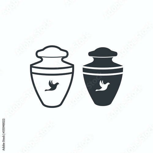 illustration of cremation urns, funeral, vector art.