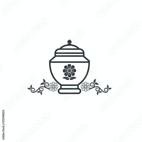 illustration of cremation urns, funeral, vector art.