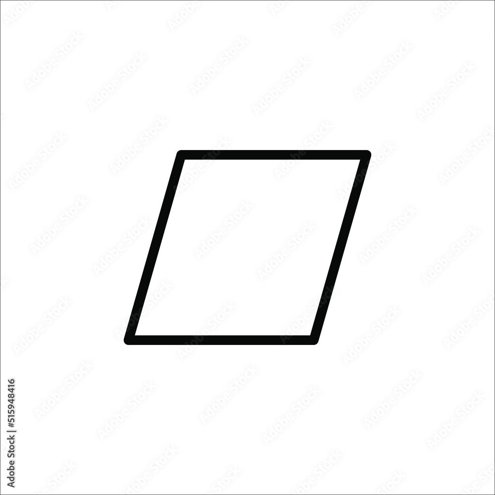 Parallelogram icon. Element of geometric figure for mobile concept and web apps on white background Parallelogram icon. Element of geometric figure for mobile concept and web apps on white background