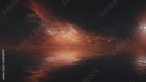 Dark neon abstract sunset, ...