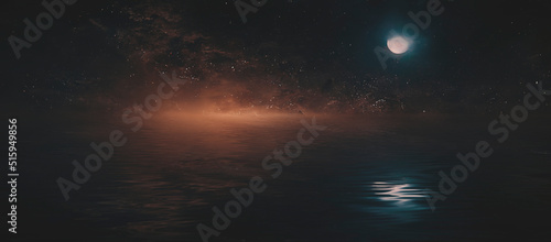 Dark neon abstract sunset, ...