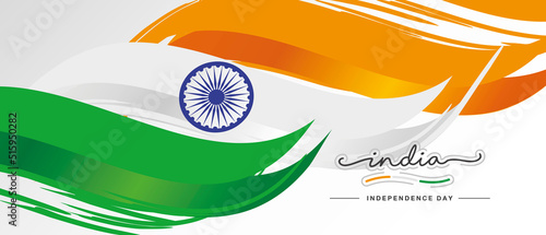 Fotografia, Obraz India Independence day, handwritten lettering calligraphy, abstract flag of Indi