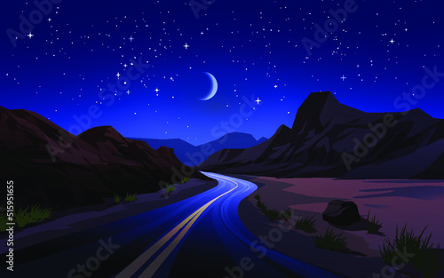 night road in the mountains
