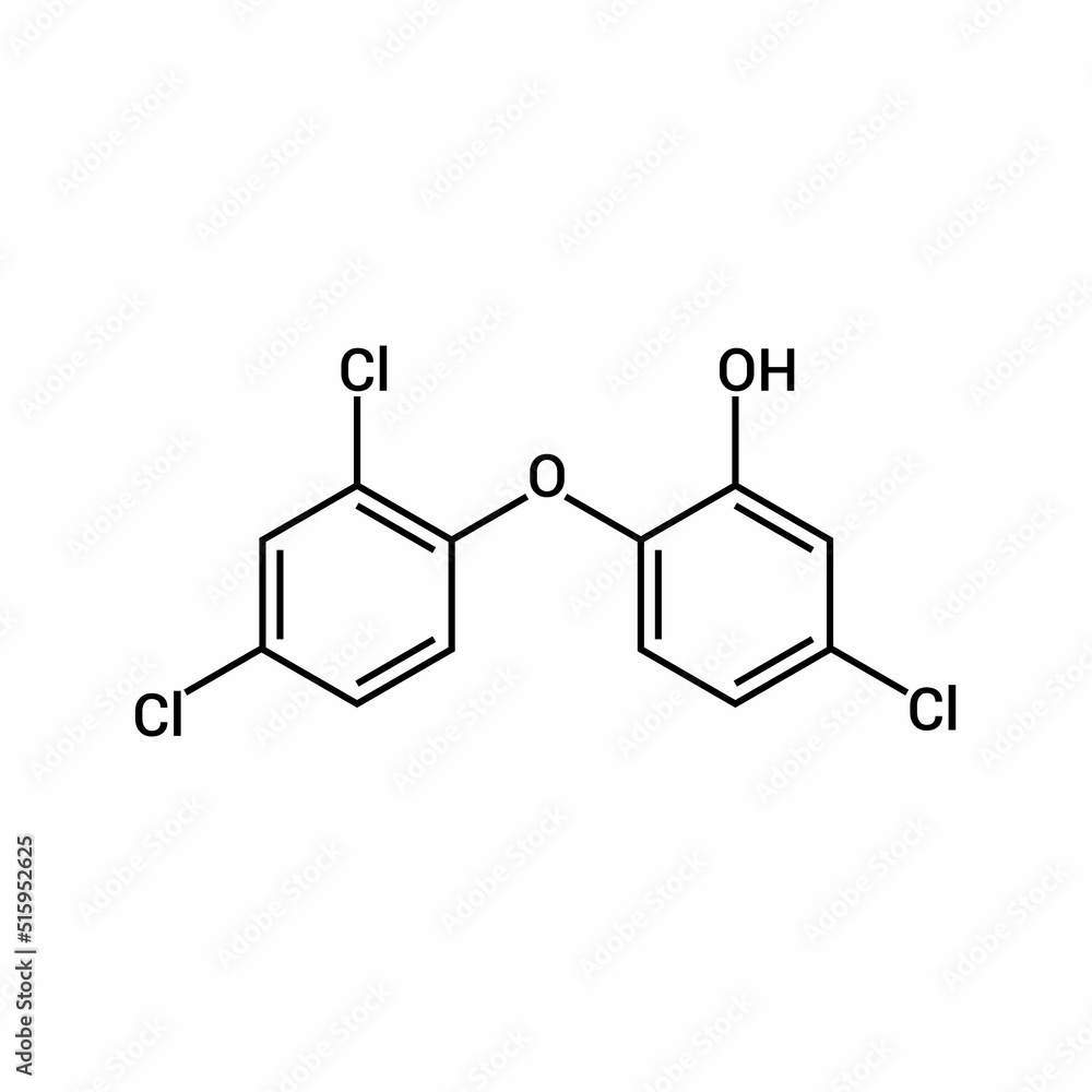 chemical structure of Triclosan (C12H7Cl3O2) chemical structure of Triclosan (C12H7Cl3O2)