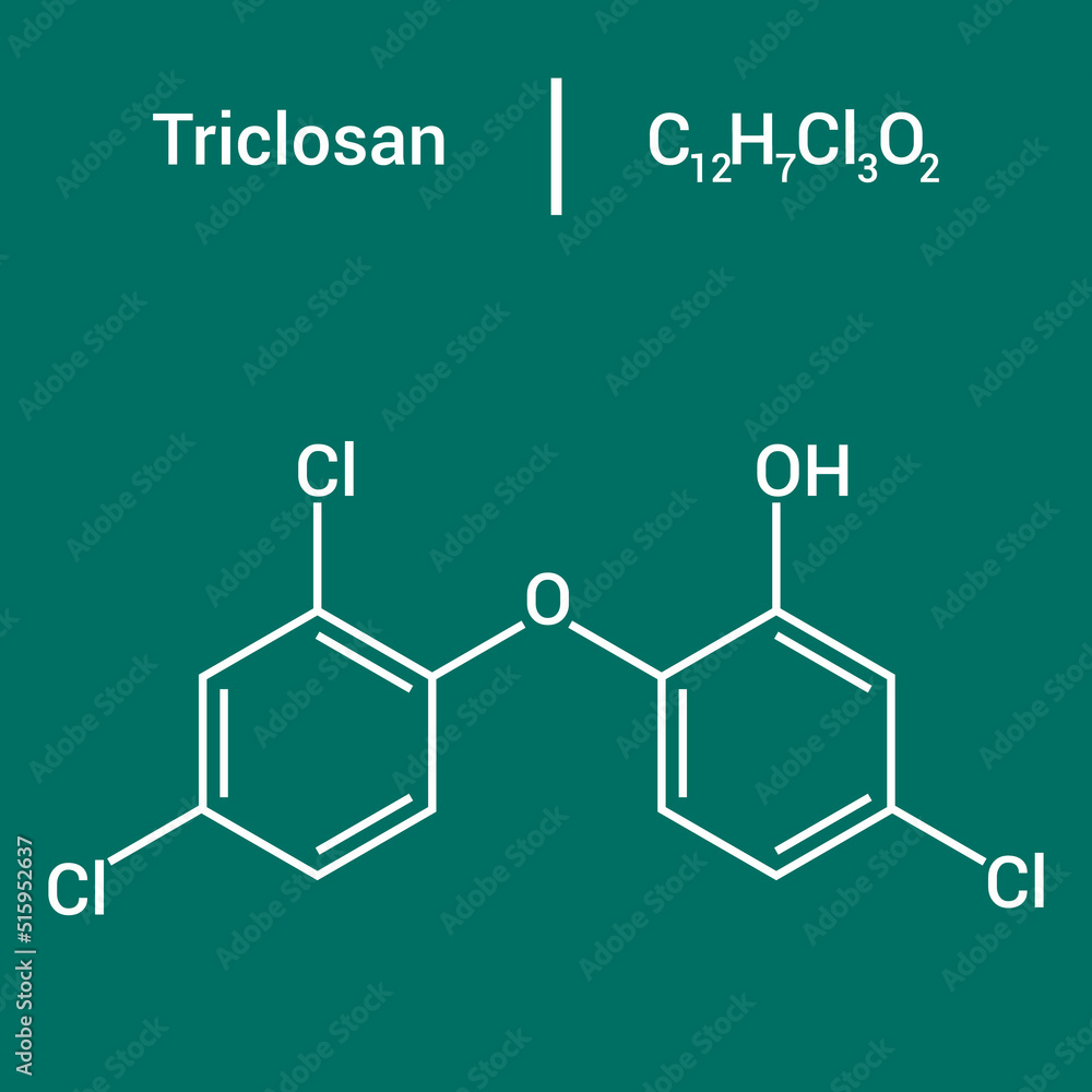 chemical structure of Triclosan (C12H7Cl3O2) chemical structure of Triclosan (C12H7Cl3O2)