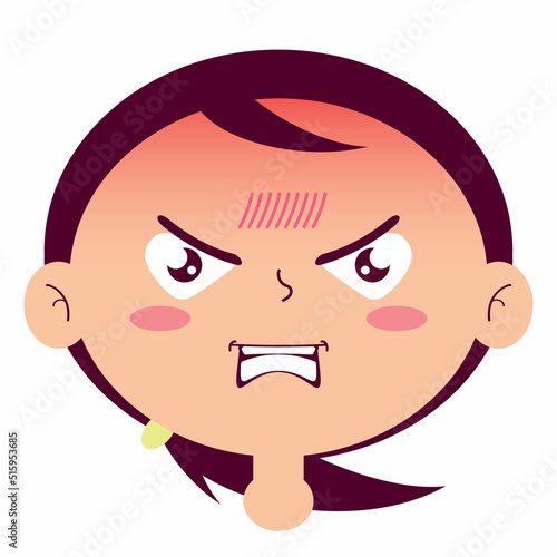 girl angry face cartoon cute