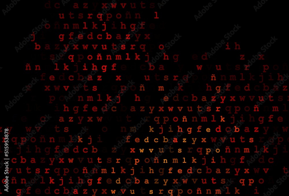 Dark red, yellow vector template with isolated letters. Dark red, yellow vector template with isolated letters.