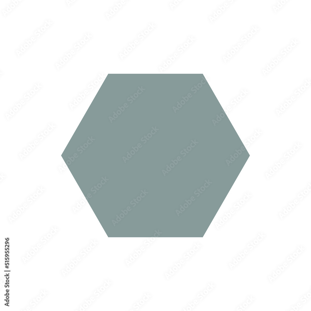 2D hexagon shape in mathematics. Grey hexagon shape drawing for kids ...