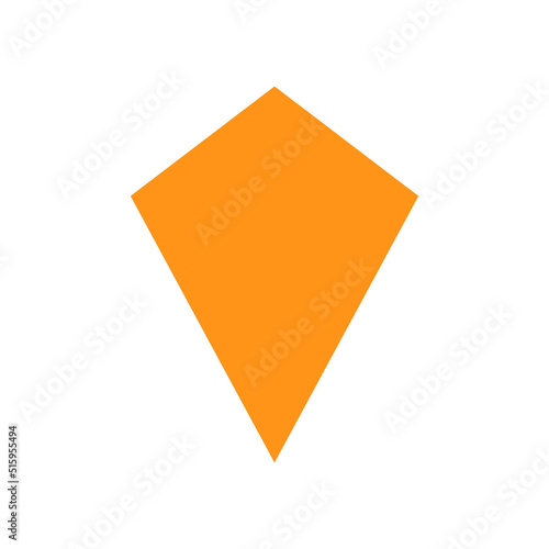 Free Download 2D kite shape in mathematics. Orange kite shape drawing for kids isolated on white background - GFXLoad