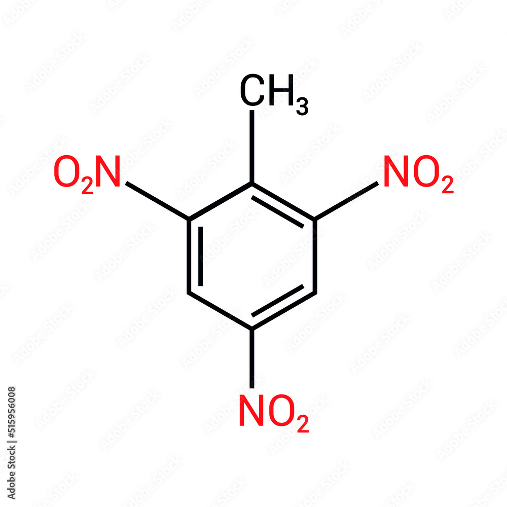 chemical structure of trinitrotoluene (TNT) (C7H5N3O6) chemical structure of trinitrotoluene (TNT) (C7H5N3O6)
