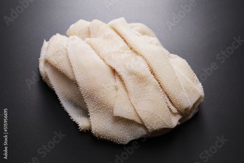Boiled, peeled and whitened beef omasum (cow’s third stomach) photo