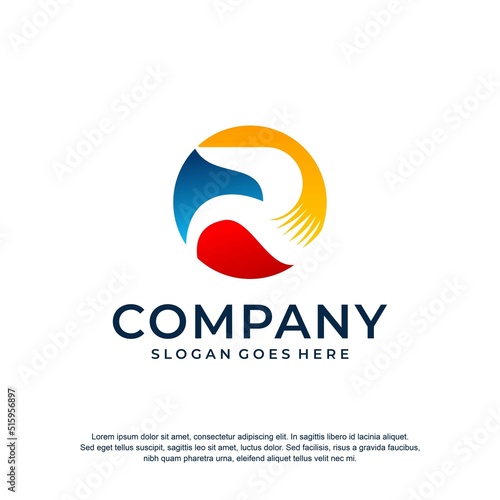 circle bird logo initial r premium vector