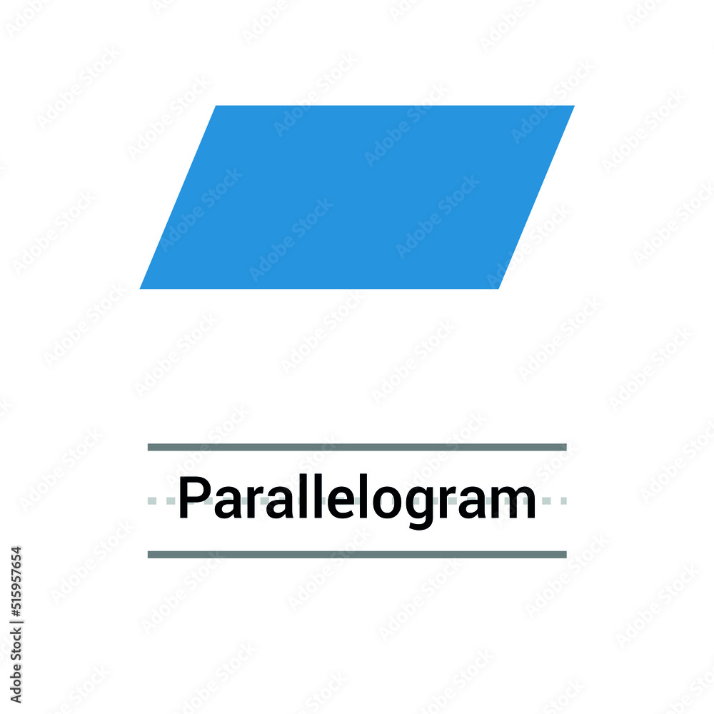 2D parallelogram shape in mathematics. Blue parallelogram shape drawing for kids isolated on white background 2D parallelogram shape in mathematics. Blue parallelogram shape drawing for kids isolated on white background