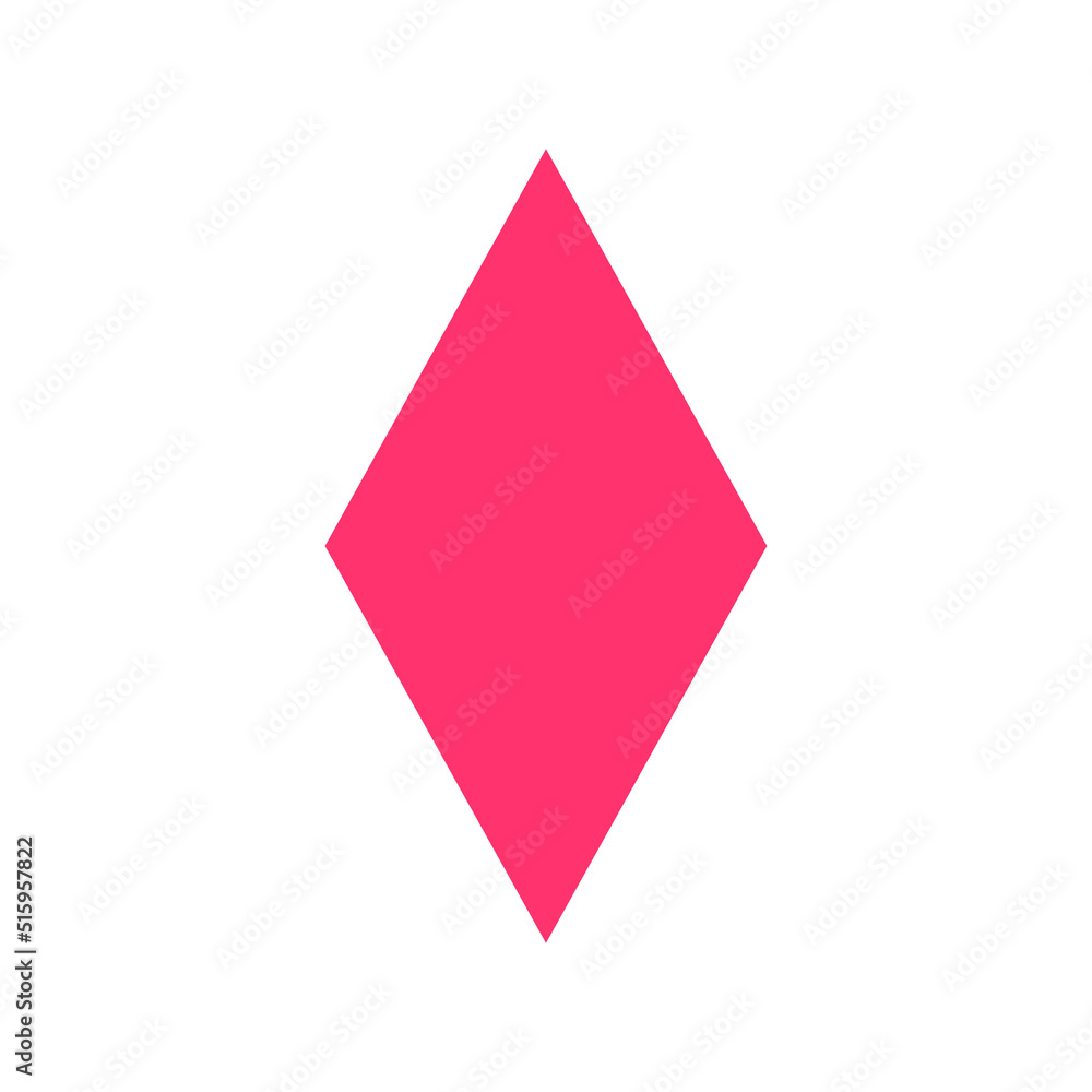 2D rhombus shape in mathematics. Red rhombus shape drawing for kids isolated on white background 2D rhombus shape in mathematics. Red rhombus shape drawing for kids isolated on white background
