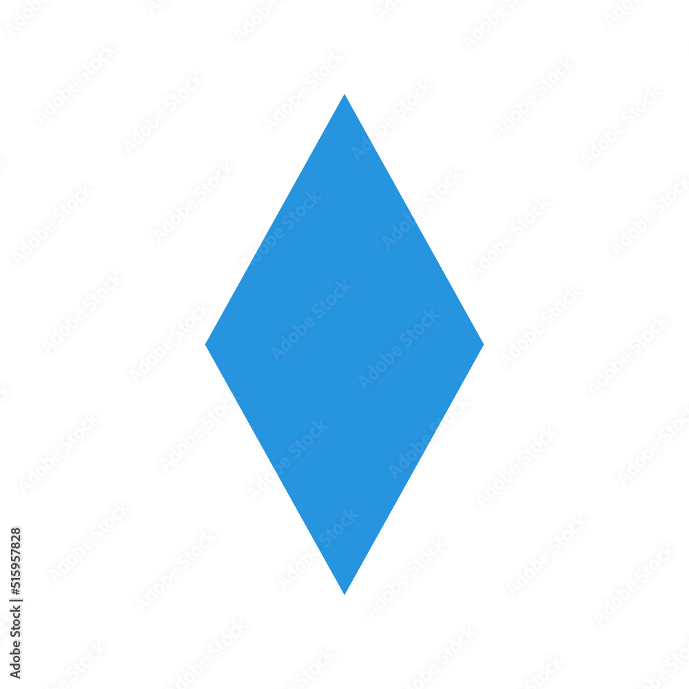 2D rhombus shape in mathematics. Blue rhombus shape drawing for kids