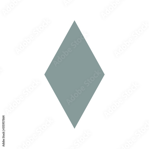 2D rhombus shape in mathematics. Grey rhombus shape drawing for kids isolated on white background