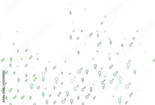 Light multicolor, rainbow vector texture with male, female icons.