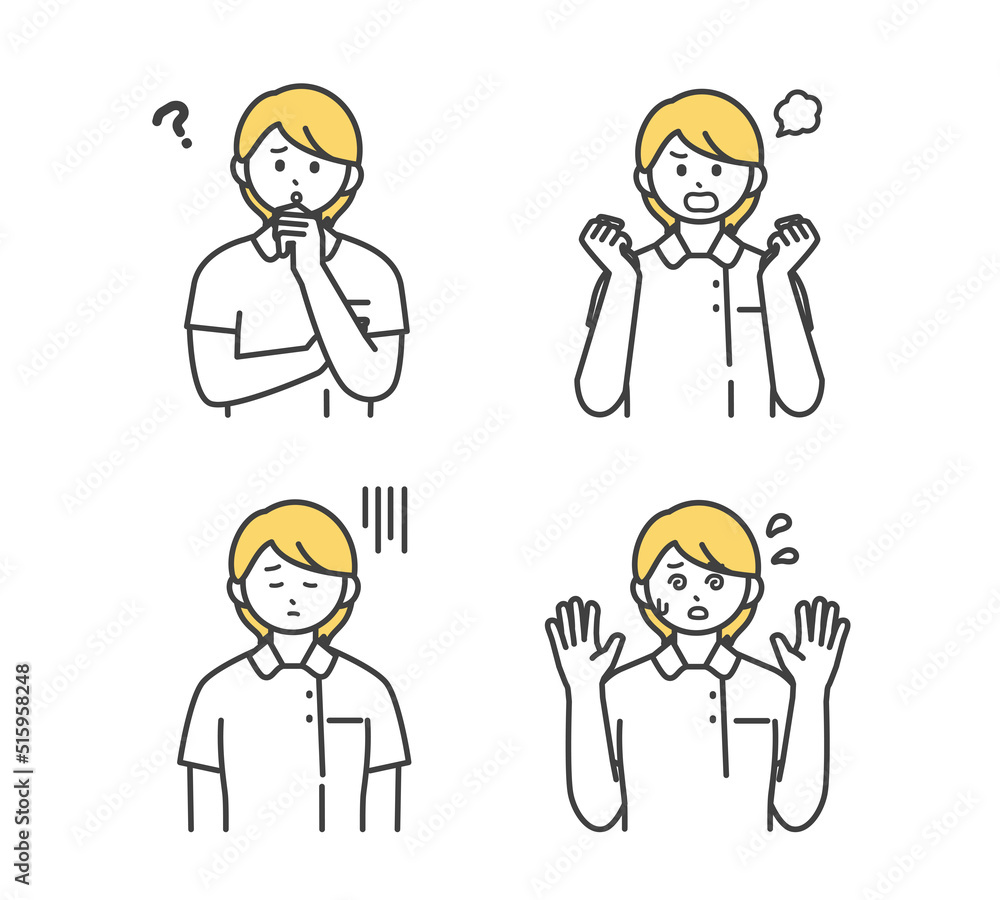 医療従事者の表情とジェスチャーのイラスト素材 医療従事者の表情とジェスチャーのイラスト素材