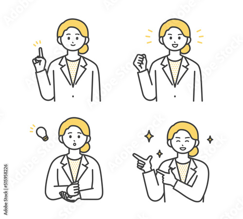 医療従事者の表情とジェスチャーのイラスト素材