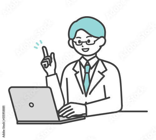 医療従事者がパソコンを操作するイラスト素材
