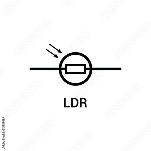 electronic symbol of photoresistor or Photocell or light-dependent resistor (LDR) symbol photo