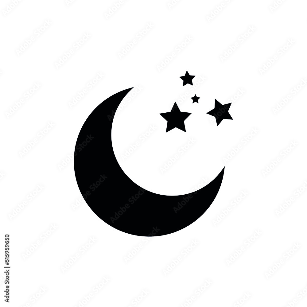 Obraz premium black crescent moon icon vector illustration