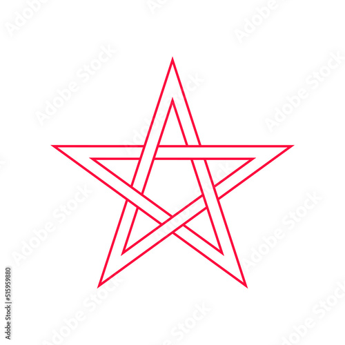 red pentagram basic simple shape isolated on white background
