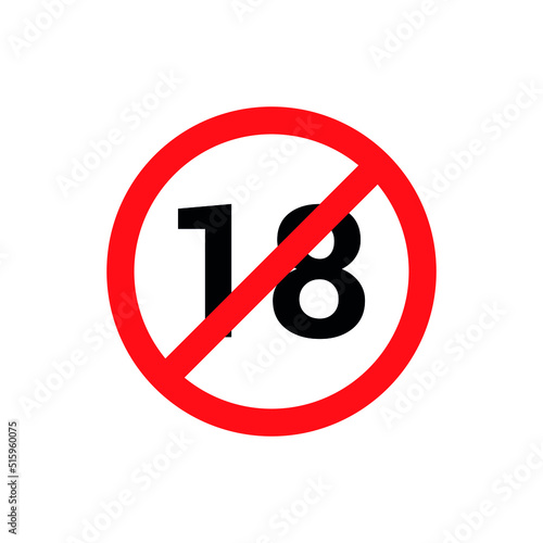 18 Eighteen plus round sign vector illustration isolated on white background