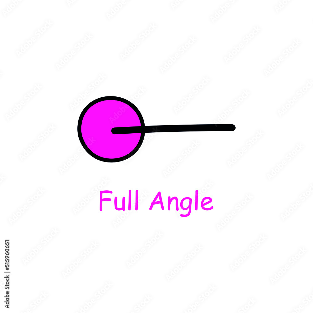 Hand drawn of full angle in mathematics Hand drawn of full angle in mathematics